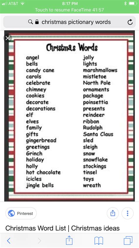 Christmas Word List
