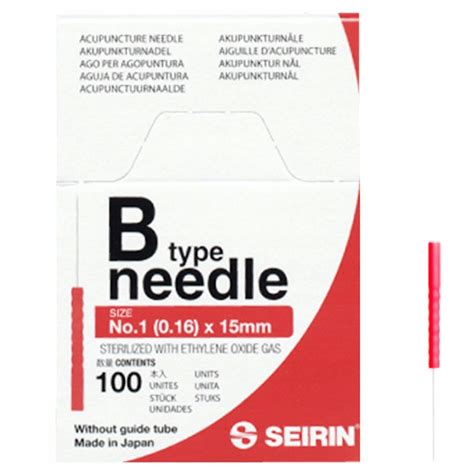 Игли с пластмасова дръжка без водач TYPE B 0.16 x 15 mm, Seirin, 100 бр ...