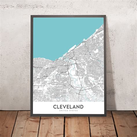 Modern City Map of Cleveland, OH: Ohio City, Tremont, University Circl ...