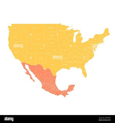Map Of United States With States And Mexico United States & Mexico