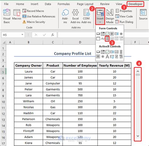 Image result for Adding Scroll Bar Excel
