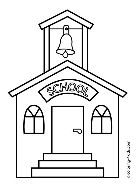 School building coloring page, classes coloring page for kids ...