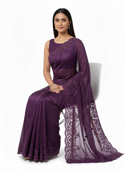 Sahiba Luxe Deep Floral Embroidery Saree With Multiples Colours S-0018