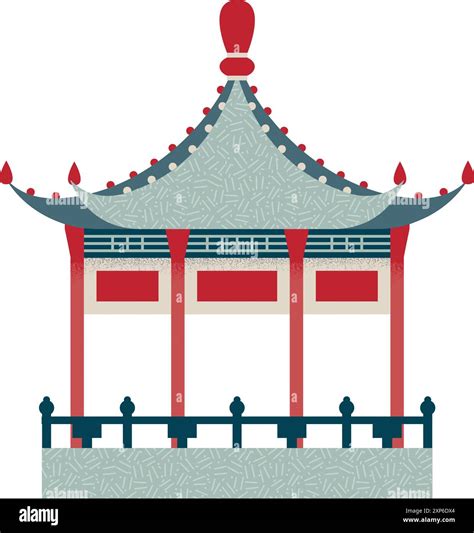 Colorful japanese building. Traditional asian architecture icon Stock ...