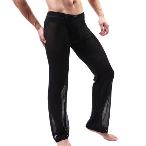Cheap Mens Sexy Sleepwear Mesh See Through Pajama Bottoms Lounge Pants ...