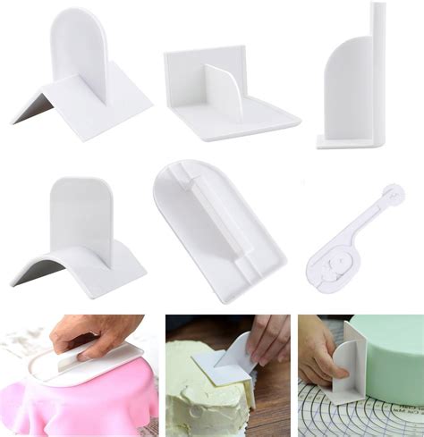 Sunerly Fondant Smoother Cake Smoothing Tool & Cutter 6pcs Embosser ...