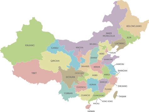 Vector map of China with provinces, regions and administrative ...