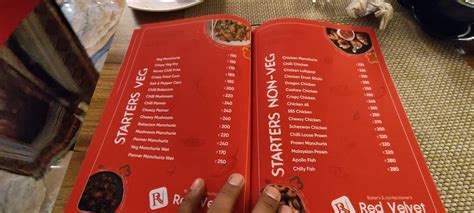 Menu at Red Velvet Madhurawada, Visakhapatnam