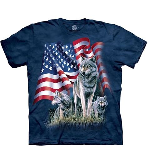Buy The Mountain Men's Wolf Flag T-Shirt at Amazon.in