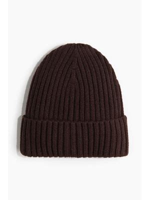 Buy H&M Rib-Knit Beanie Brown Online