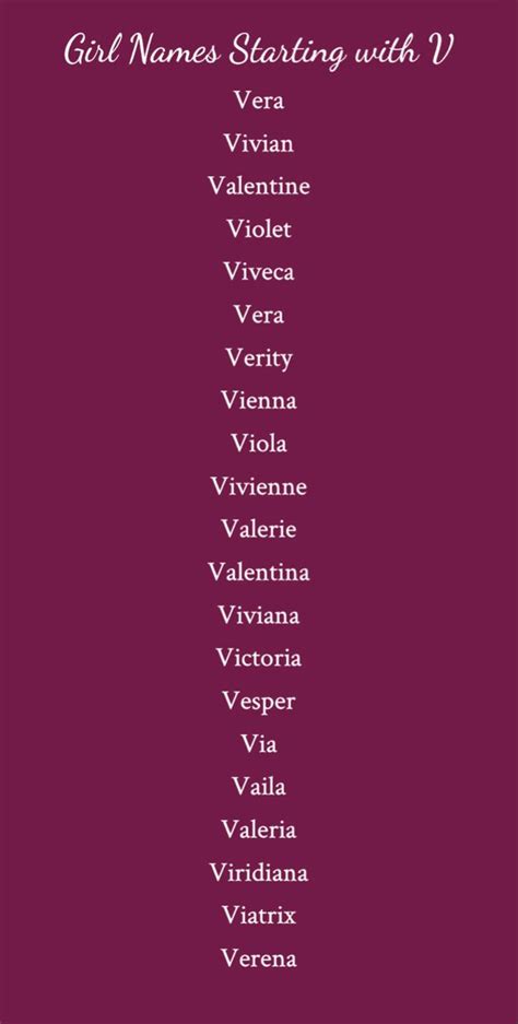 Girl Names Starting with V | Best character names, Book names, Writing ...