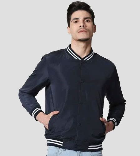 Buy Tailormade Cut And Sew button bomber jacket with tipping with ...