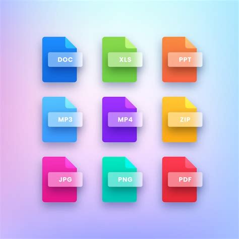 File types format icons | Premium Vector