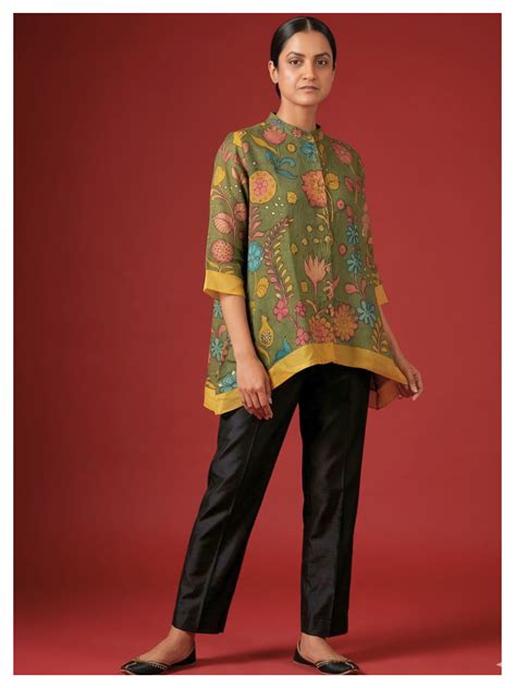 Silk Tunic – Vana Floral Narrative (Size 48)-(Ready Measurement ...
