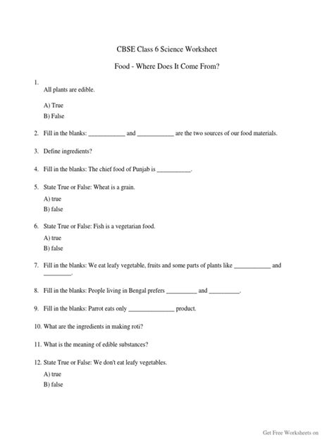 Image result for Class 6 Science Chapter 1 Worksheet