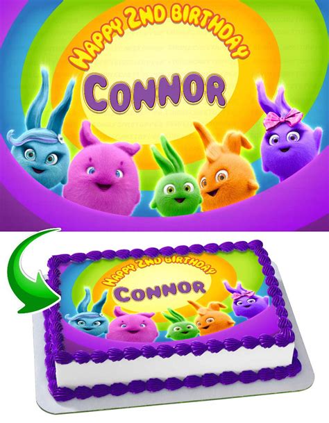 Buy Cakecery Sunny Bunnies Edible Cake Image Topper Personalized ...