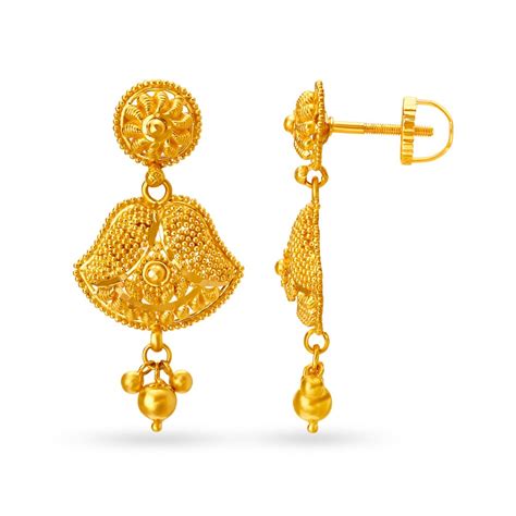 Enthralling Quad Shape Gold Drop Earrings