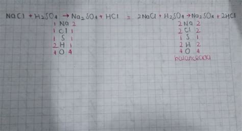 NaCl + H2SO4 Na2SO4 + HCI balanceo de ecuaciones químicas método tanteo ...