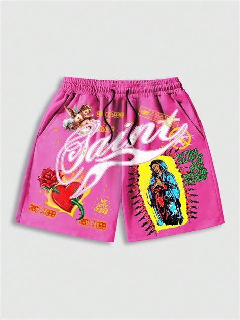 ROMWE MEN Street Life Men's Street Graphic Print Casual Shorts ...