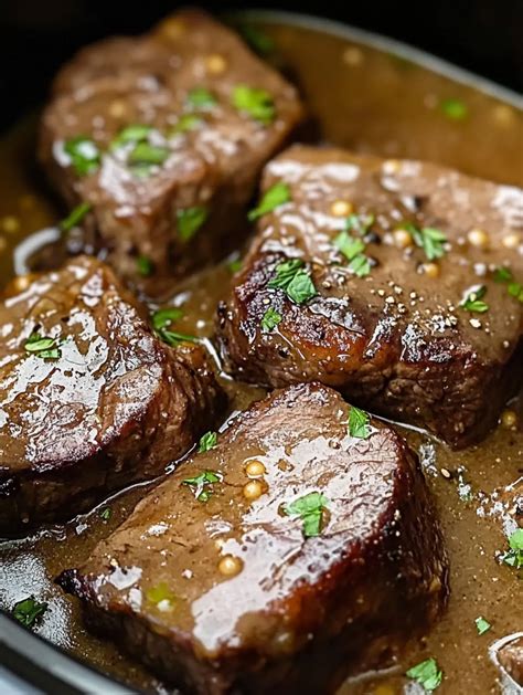 Tender Crock Pot Cube Steak in Rich Mushroom Gravy