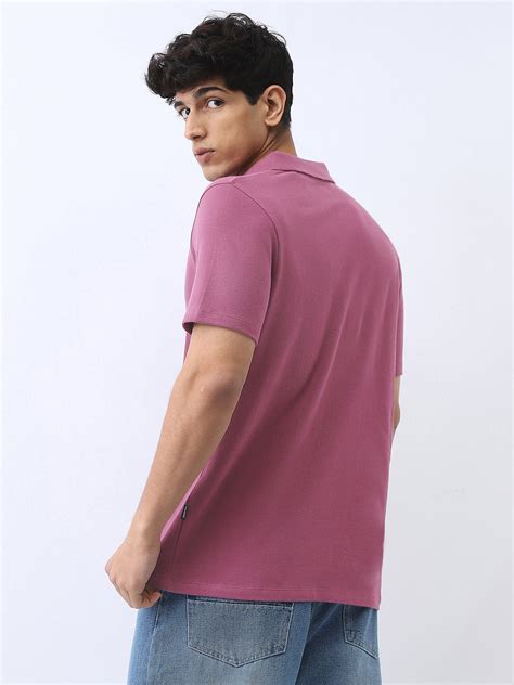 Men's Acai Berry Solid Regular Fit Half Sleeve Cotton Polo T-Shirt ...