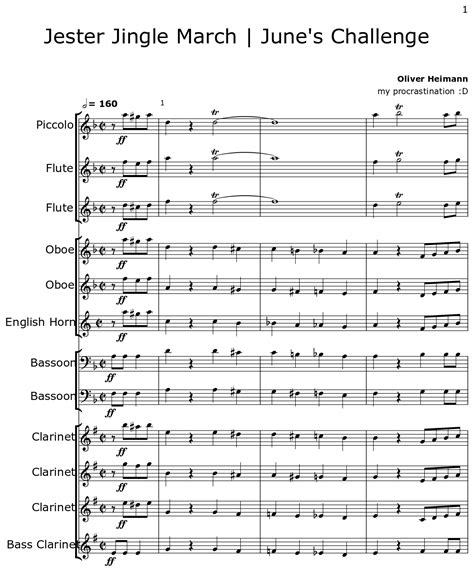 Jester Jingle March | June's Challenge - Sheet music for Piccolo, Flute ...