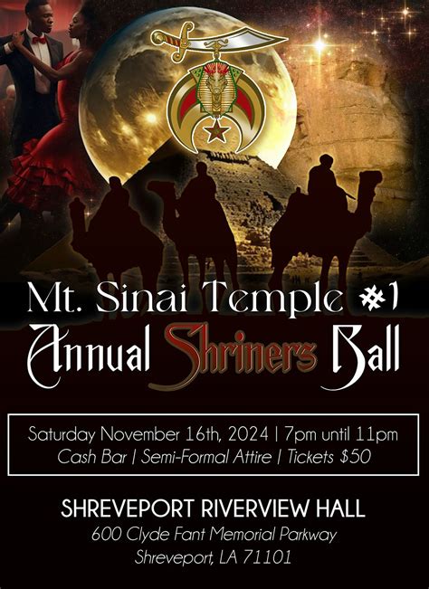 Mt. Sinai Temple #1 Annual Shriners Ball November 16th 2024, Shreveport ...