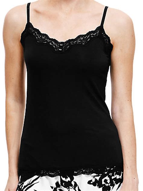 Marks and Spencer - - M&5 BLACK Lace Trim Secret Support Vest Top ...