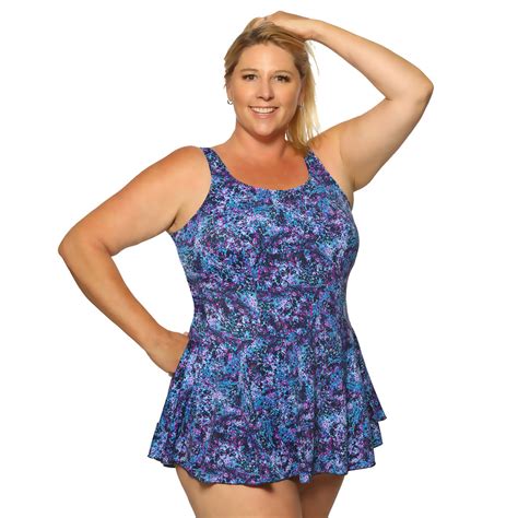 THE Women's Plus Size Swimdress - Midnight Splash - One Piece Swimsuit ...