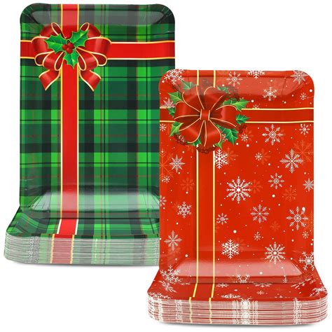 Amazon.com: 50 Count Christmas Disposable Plates Holiday Paper Plates ...