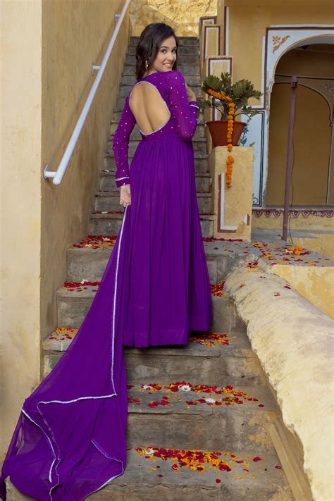 ADHIRA TRUE PURPLE ANARKALI SET – Deasha India