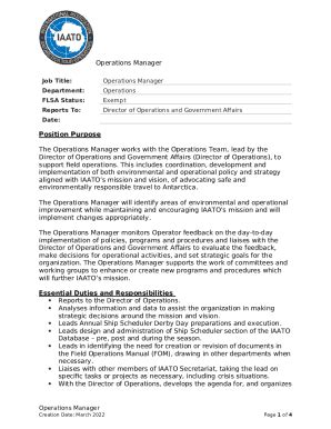 SAMPLE JD Administrative Manager 1 Doc Template | pdfFiller