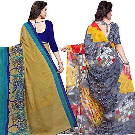Buy Anand Women's Combo of Georgette Sarees with Blouse Piece(Pack/Set ...