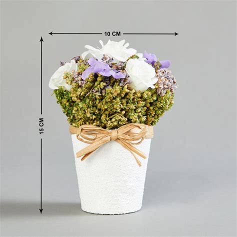 Buy Gardenia Artificial Roses and Grass in Pot -15 cm from Home Centre ...
