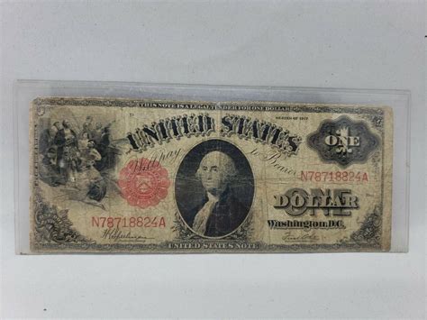 1917 Series US One Dollar Bill, Large Size Note, Red Seal, $1 Speelman ...