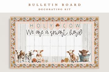 Farm Animals Bulletin Board Kit, Farm Decor | Cows Bulletin Board ...