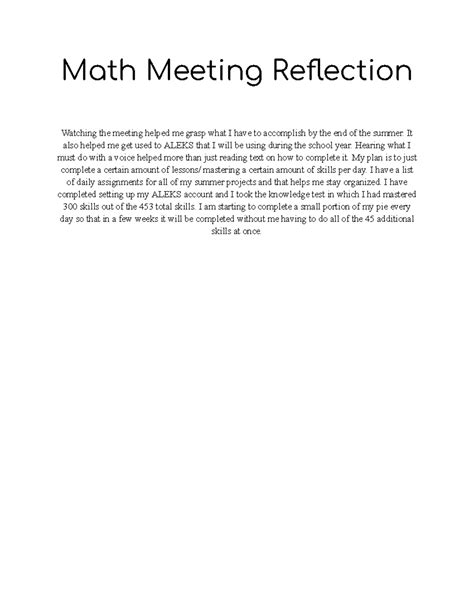 Math Reflection Activities 的图像结果