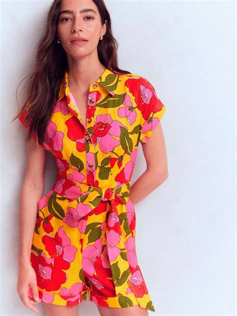 Buy Boden Yellow Kay Linen Playsuit from Next India