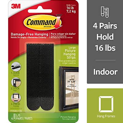 Command Picture Hanging Strips Heavy Duty, Large, Black, Holds 16 lbs ...