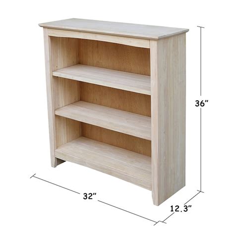 International Concepts Unfinished Wood 3-Shelf Bookcase (32-in W x 36 ...
