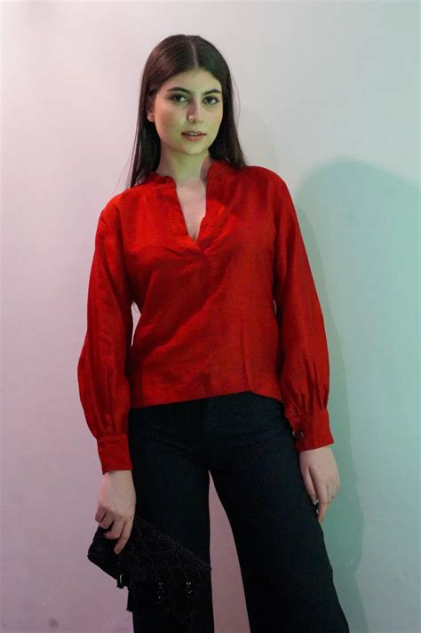 Buy Candy Red Silk Top for Women Online at Naava
