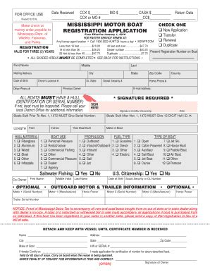 MISSISSIPPI MOTOR BOAT REGISTRATION ... - Lake Serene - Lakeserene ...