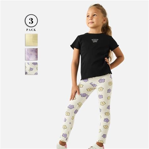 Juniors Assorted Leggings with Elasticated Waistband - Set of 3