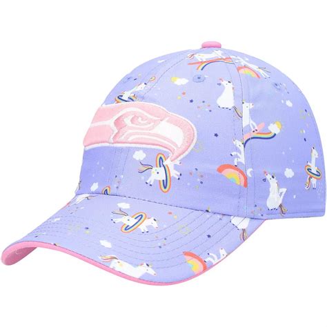 Girls Preschool '47 Purple Seattle Seahawks Logo Unicorn Clean Up ...