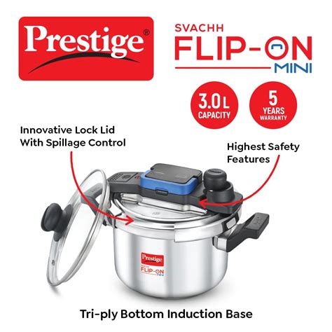 Prestige Svachh FLIP-ON Mini Stainless Steel Pressure Cooker with Glas ...
