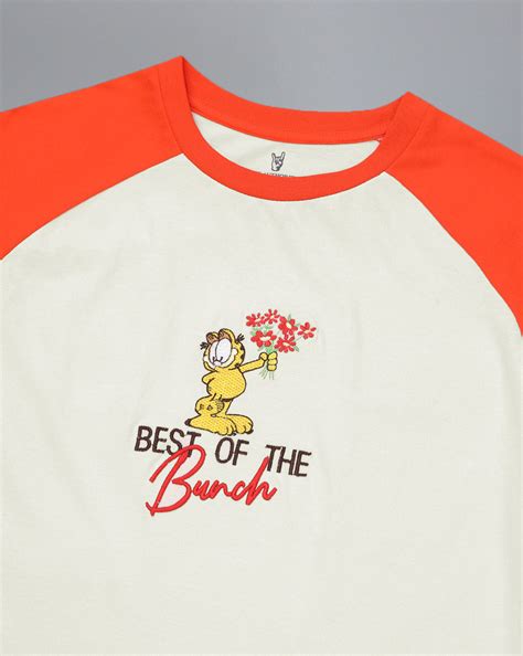 Garfield Embroidered Regular Fit Raglan Sleeves Tshirt For Women – Free ...