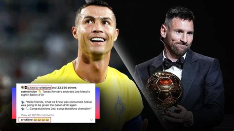 Cristiano Ronaldo Has His Say On Lionel Messi's 8th Ballon d'Or Win ...