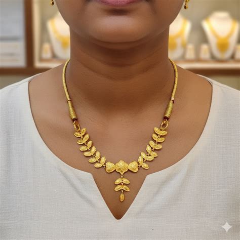 (GCN)TRJ WGT: 1.430 GM APPROX KDM GOLD NECKLACE (TETUL PATA MINI DESIG ...