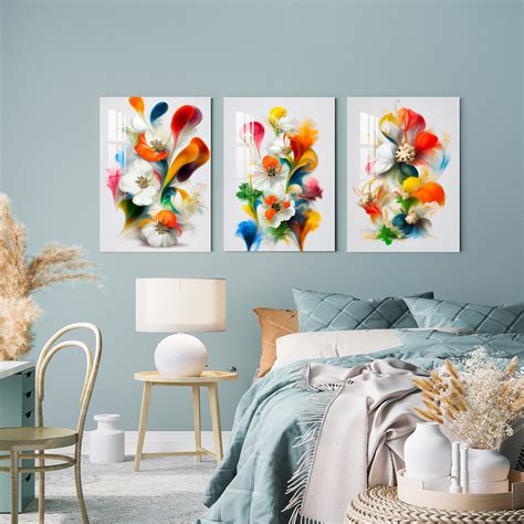 Bright Spring Flowers Acrylic Wall Art (Set of 3) - The Next Decor