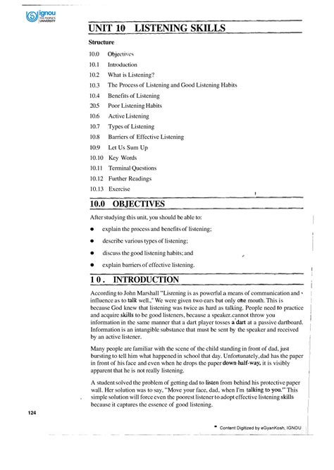 Unit-10 - I I UNIT 10 LISTENING SKILLS I Structure 10 Object~vc 10 ...